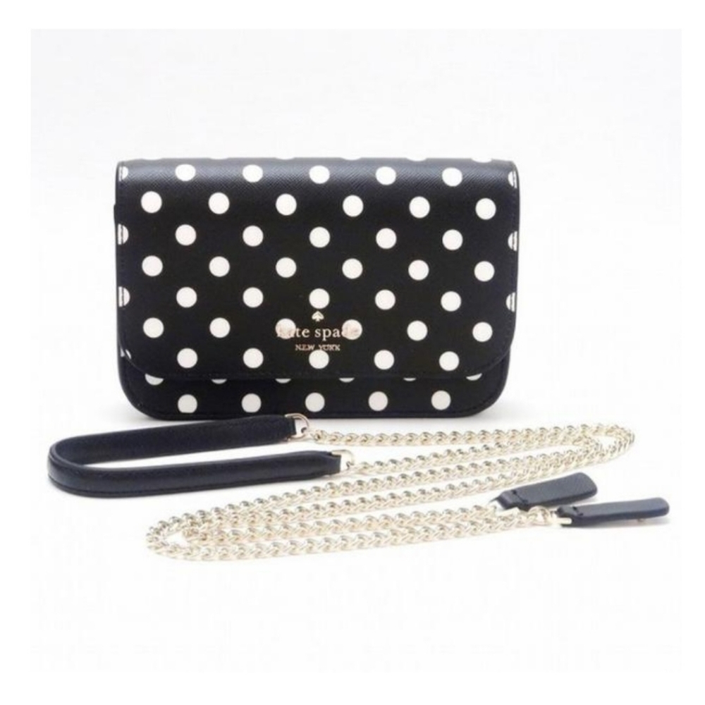 Kate Spade Cheers Charming Polka Dot Boxed Chain Crossbody Clutch Bag